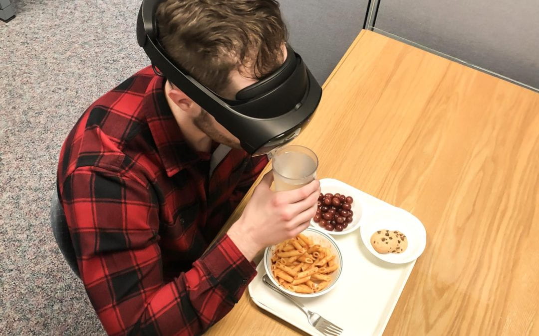 Research participants wore a virtual-reality headset
